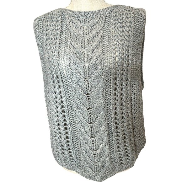 Thoroughbreds By Pronto Hand Knitted Gray Sleeveless Sweater Vest M Silk/Acrylic - Picture 1 of 5